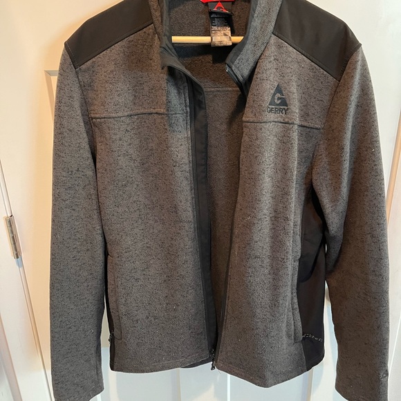 Gerry full Zip front mixed media Jacket Gray marled knit outdoor hiking - Picture 2 of 3